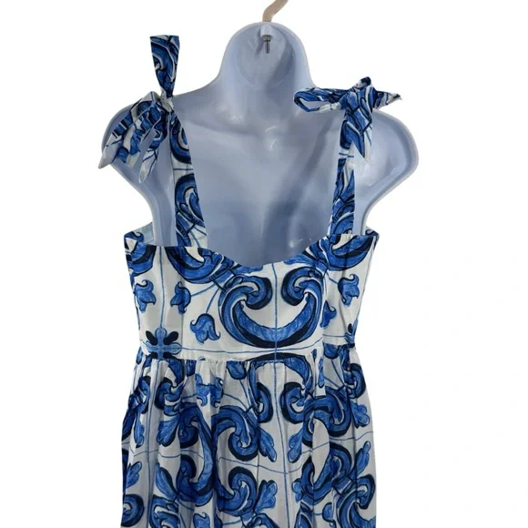 Tuckernuck Blue and White Printed Tie-Shoulder Maxi Dress - Picture 7 of 9